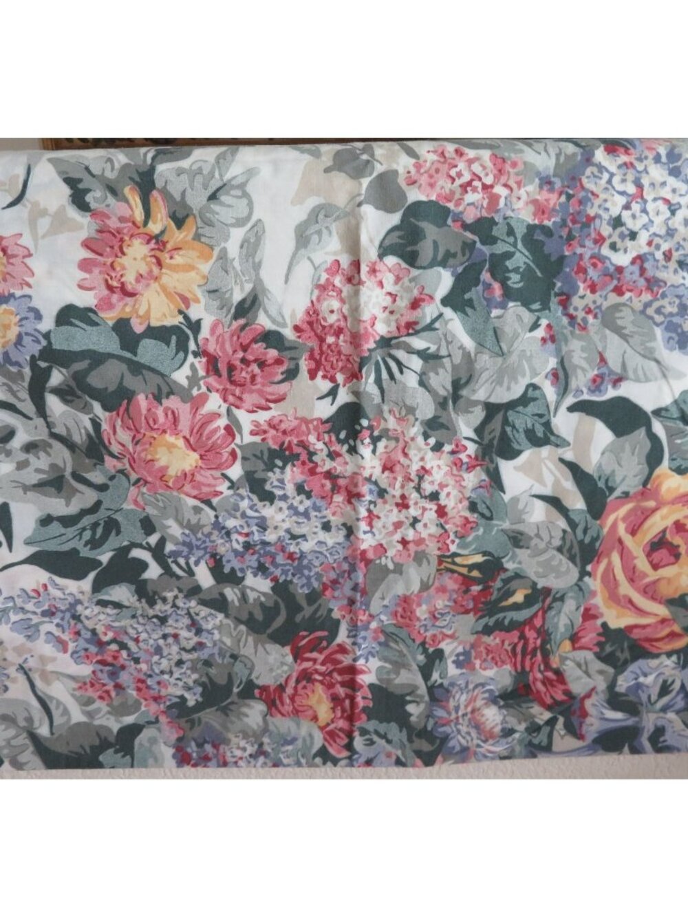 Vintage Wamsutta Tara Garden King Floral Flat Sheet Percale Made In USA